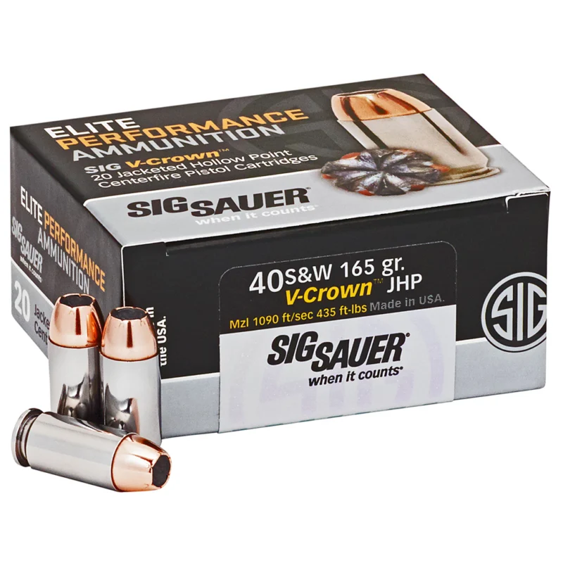 Sig-Sauer .40 S&W 165gr V-CROWN Brass – 20rd