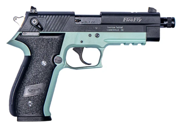 GSG GERG2210TFFM FireFly  22 LR 10+1 4" Black Threaded Barrel & Serrated Slide, Mint Zinc Alloy w/Accessory Rail Frame, Black Polymer Grip