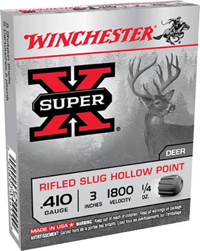 Winchester Ammo X413RS5 Super X 410Gauge 3" 1/4oz Rifled Slug Shot 5 Per Box/50 Case