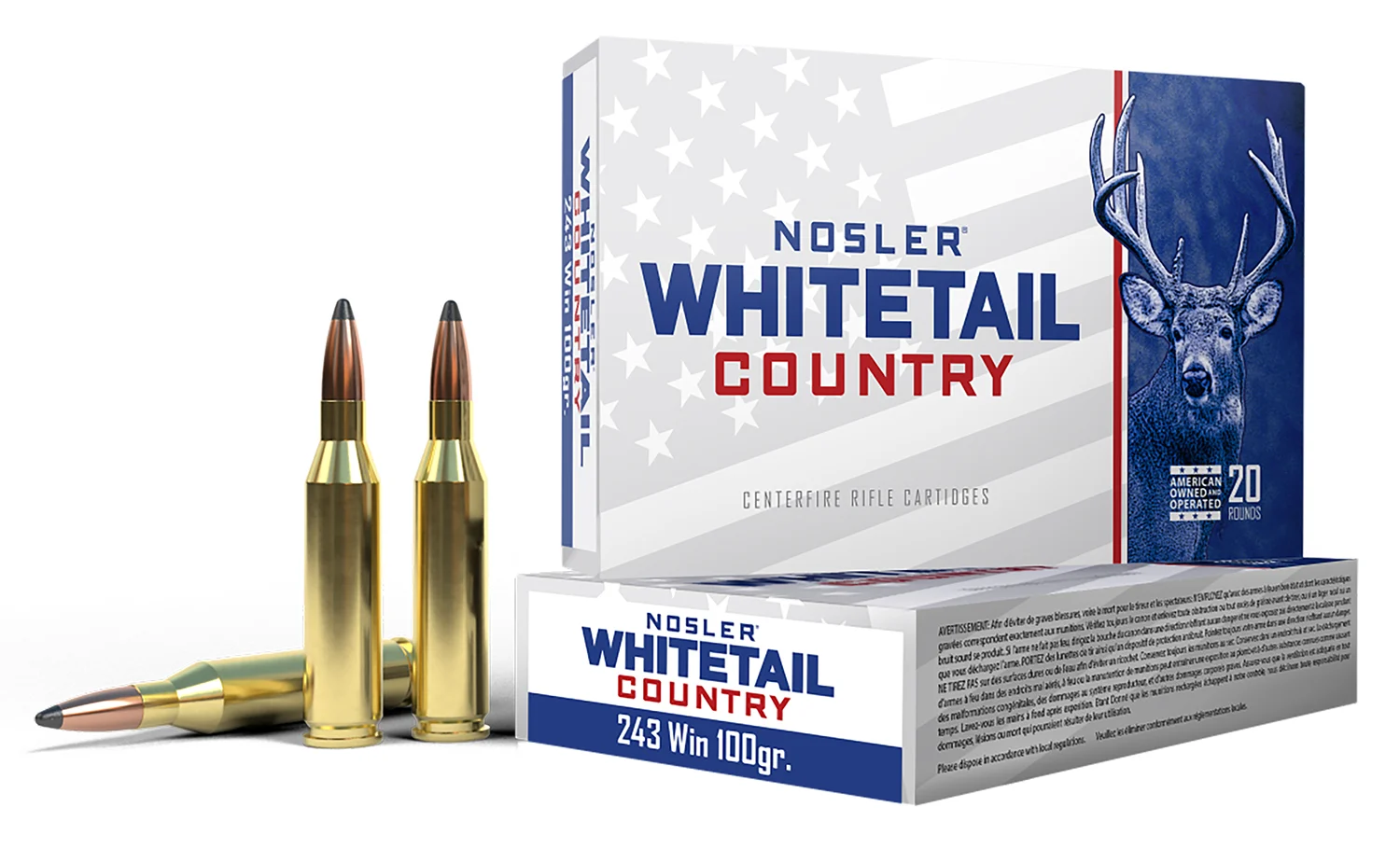 Nosler 40122 Whitetail Country 243Win 100gr 20 Per Box/10 Case
