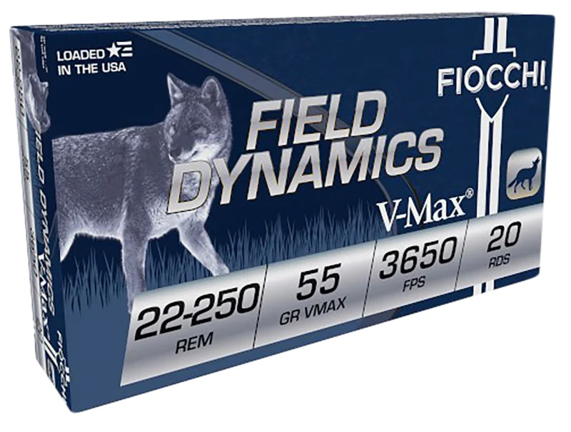 Fiocchi .22-250 Remington 55gr HORNADY V MAX Brass – 20rd