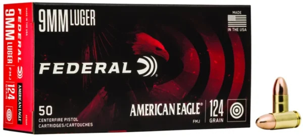 Federal AE9AP American Eagle Handgun 9mmLuger 124gr Full Metal Jacket 50 Per Box/20 Case