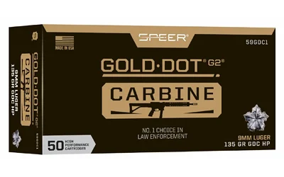 Speer 9mm Luger 135gr GOLD DOT Brass – 50rd