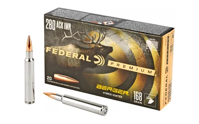 Federal .280 Ackley Improved 168gr BERGER HYBRID HUNTER Nickel-Plated Brass – 20rd